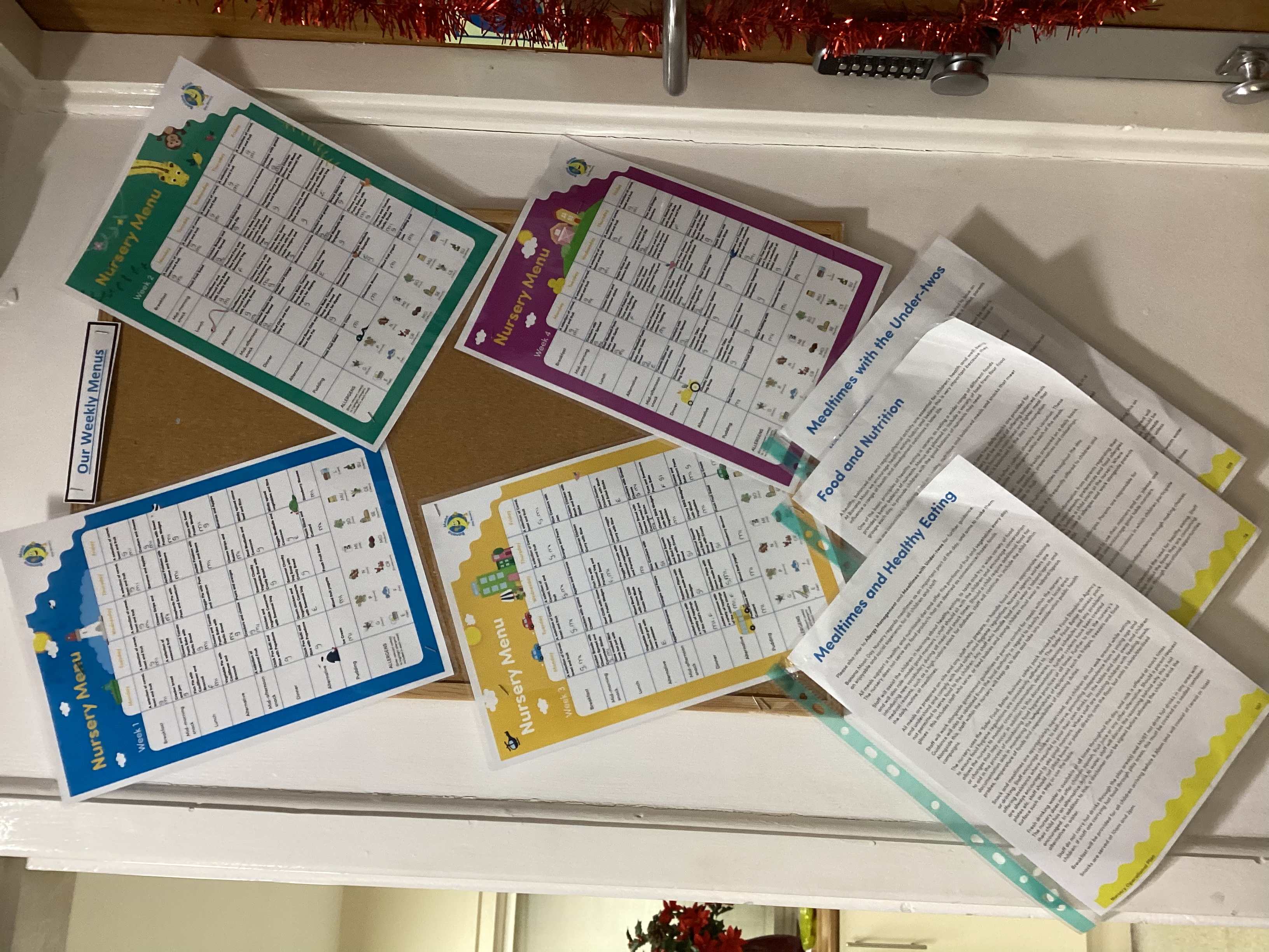 Nursery menu’s